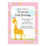 Cute Jungle Giraffe Birthday Party Invitations