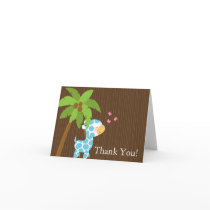 Cute Jungle Giraffe Boy Baby Shower Thank You Cards