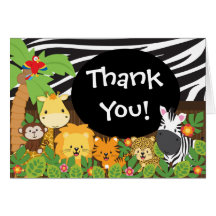 Cute Jungle Safari Animals Thank You Cards