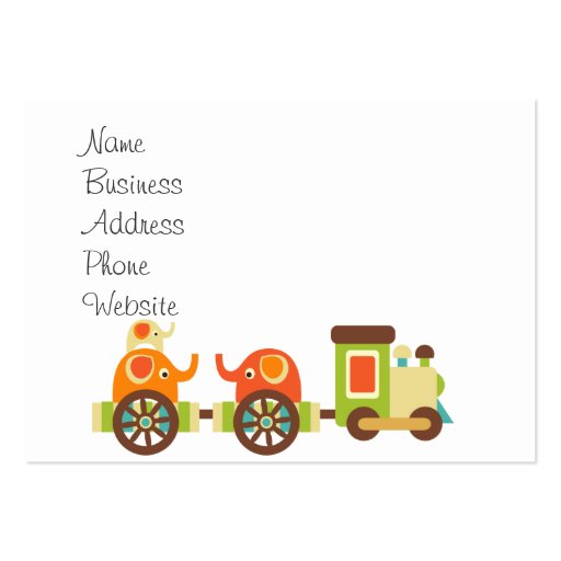 Cute Jungle Safari Animals Train Gifts Kids Baby Business Card Templates (front side)