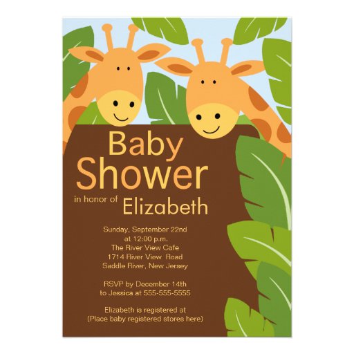 Cute Jungle Safari Giraffe Multiple Baby Shower Invites