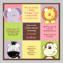 Cute Jungle Squares Baby Shower Invitation invitations