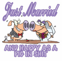 cute just married happy as pig in shit newlyweds acrylic cut outs