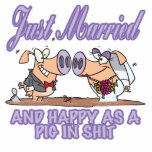 cute just married happy as pig in shit newlyweds acrylic cut outs