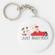 Cute, Just Married, "Wedding" design Key Chain