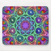 Cute kaleidoscope fantasy flowers Mousepad