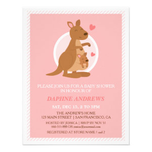 Cute Kangaroo Baby Shower Party Invitations