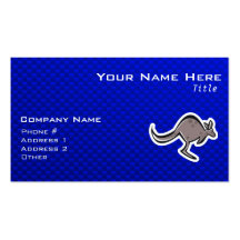 Cute Kangaroo; Blue Business Card Template