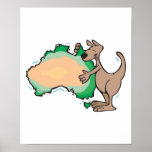 cute kangaroo hugging australia print