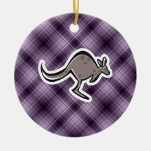 Cute Kangaroo; Purple Christmas Ornament