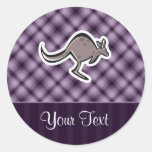 Cute Kangaroo; Purple Round Sticker