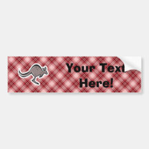 Cute Kangaroo; Red Plaid Bumper Sticker
