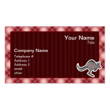 Cute Kangaroo; Red Plaid Business Card