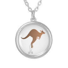 Cute kangaroo with baby in pouch necklace