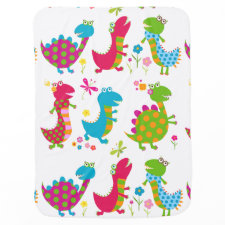 Cute,kawai,dinosaurs,kids,fun,happy,colourful,chic Stroller Blankets