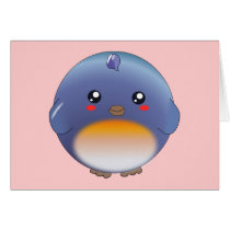 Cute kawaii bluebird blank card