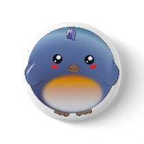Cute kawaii bluebird button badge