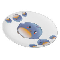 Cute kawaii bluebird plate