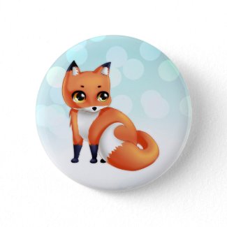 Cute Kawaii cartoon fox button