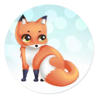 Cute Kawaii cartoon fox Round Stickers