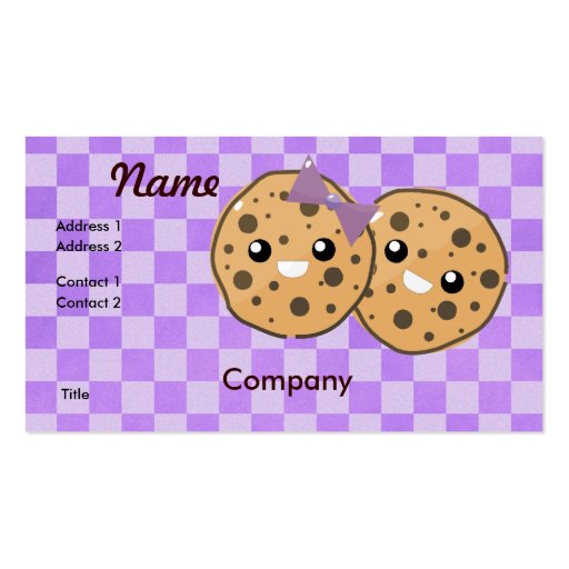 Cute Kawaii Chocolate Chip Cookie Couple Business Card Templates (front side)
