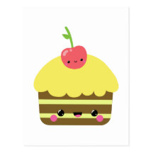 Cute Kawaii Chocolate Lemon Cake Postcards