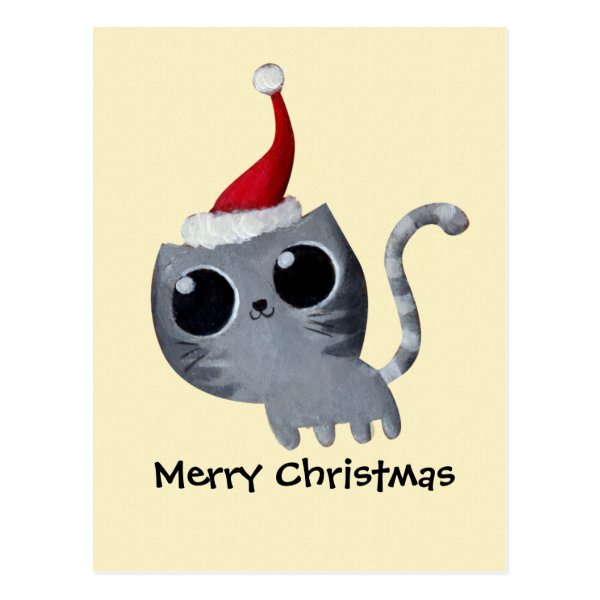 Cute Kawaii Christmas Cat Post Card