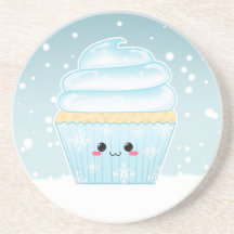 Cute Kawaii Christmas Snowflake cupcake Drink Coasters