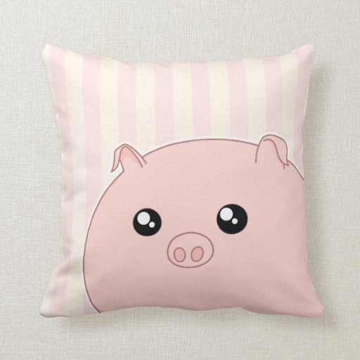 Cute Kawaii chubby pink pig Throw Pillow Zazzle