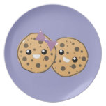 cute kawaii cookies couple party plate