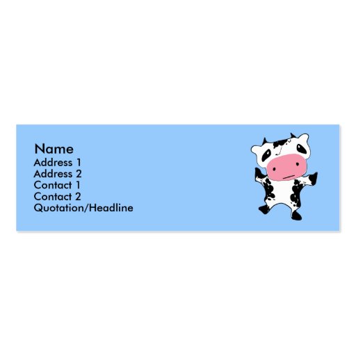 Cute Kawaii Cow Business Card Template (back side)