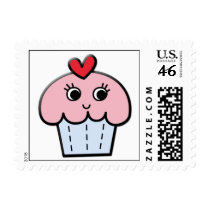 cute kawaii cupcake postage stamps