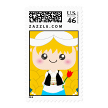 Cute / Kawaii Dutch Squeable girl from Holland Postage Stamps