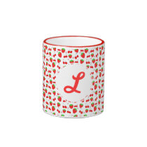 Cute Kawaii fruits strawberry cherry monogram mugs