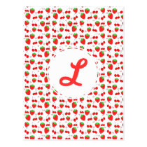 Cute Kawaii fruits strawberry cherry monogram postcards