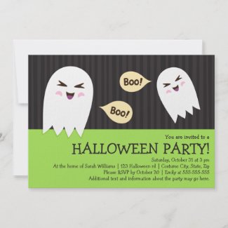 Cute kawaii ghosts Halloween party invitation invitation