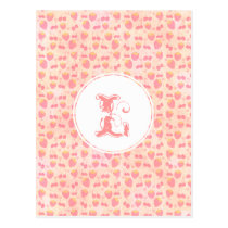 Cute Kawaii grunge strawberry cherry monogram postcards