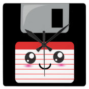 Cute / Kawaii Happy Floppy Disk Clock