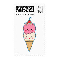 Cute Kawaii Ice Cream Postage Stamp