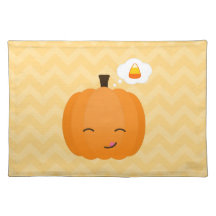 Cute Kawaii Jack o'Lantern and Candy Corn Placemats