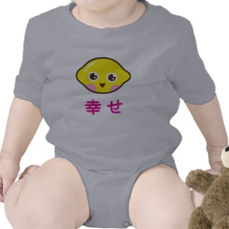 Cute kawaii lemon baby creeper with kanji t-shirts