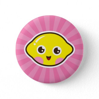 Cute kawaii lemon character button