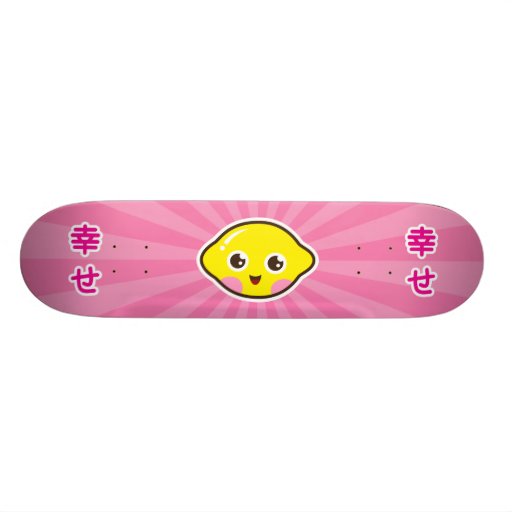 Cute kawaii lemon skateboard with pink background | Zazzle