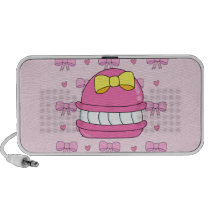 Cute kawaii macaroon pink bow yellow portable speaker