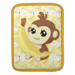 Cute Kawaii monkey holding banana Sleeves For Ipads