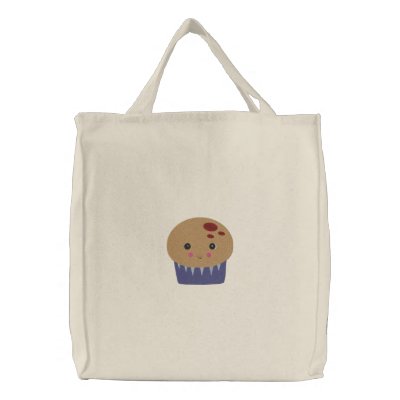 cute kawaii muffin embroidered tote bag by doonidesigns
