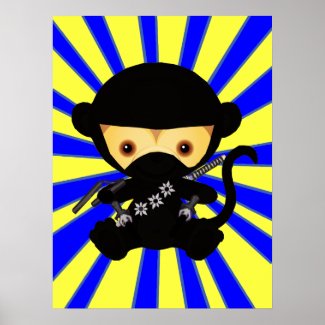 Cute kawaii ninja monkey print