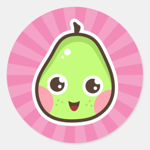 Cute Kawaii Pear Stickers With Pink Background Zazzle 