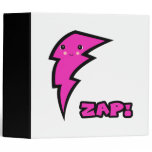 Cute Kawaii Pink and Black Zap Lighting Bolt Vinyl Binder