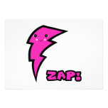 Cute Kawaii Pink and Black Zap Lighting Bolt Custom Invite
